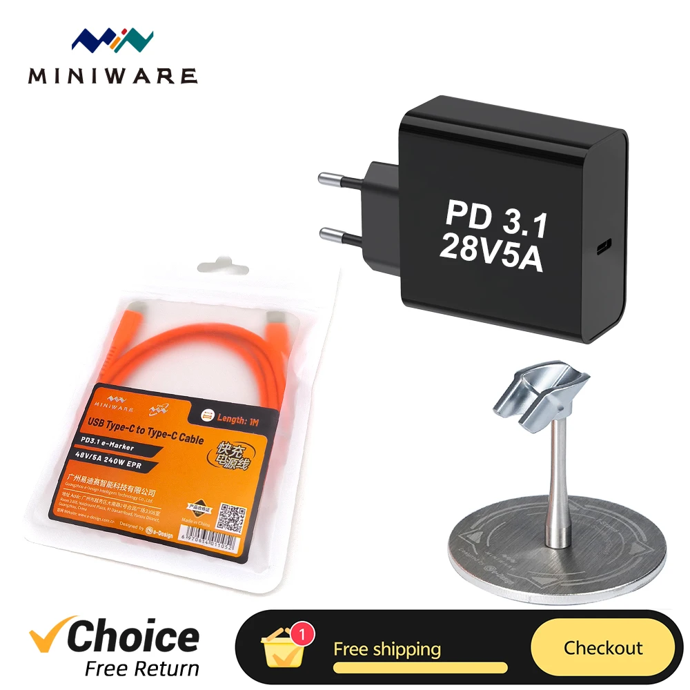 MINIWARE PD3.1 48V5A 240 Вт Тип-C Кабель 140 Вт GaN адаптер PD 3.1 Быстрая зарядка для TS101 TS21 HS02 Паяльник для ноутбука
MINIWARE PD3.1 48V5A 240 Вт Тип-C Кабель 140 Вт GaN адаптер PD 3.1 Быстрая зарядка для TS101 TS21 HS02 Паяльник для ноутбука