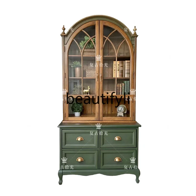 Retro French retro solid wood American storage living room wall display wine cabinet
Retro French retro solid wood American storage living room wall display wine cabinet