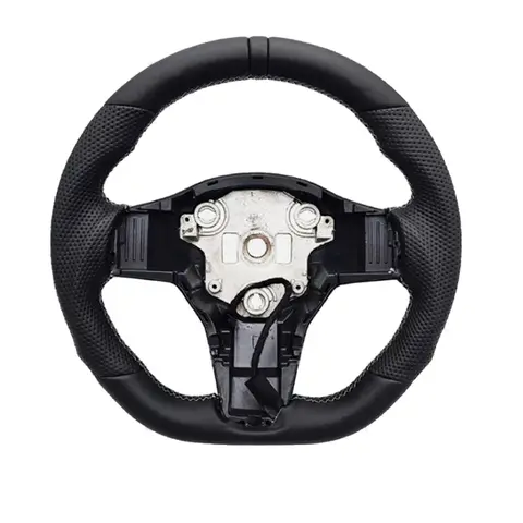 Heated Steering Wheel Perforated Leather Steering Wheel with Heating Function  For Tesla Model 3 2017-2023 Model Y 2020-2024