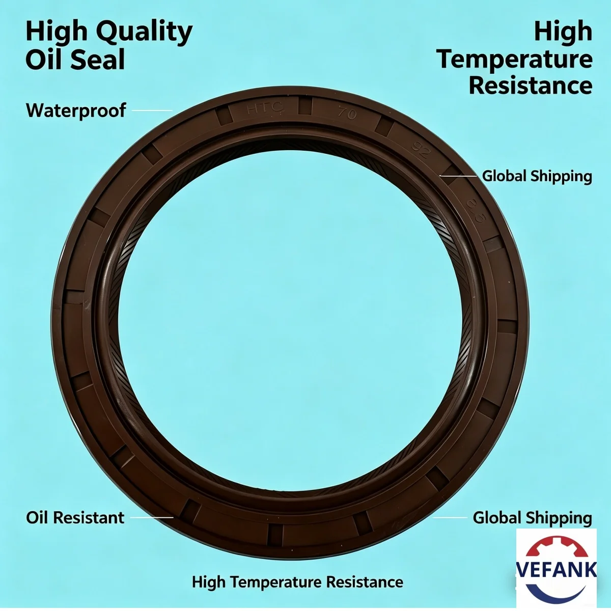HTC 70*92*8.5 mm, rear crankshaft oil seal, NBR, OEM: 90311-70007 BH1742G, brown, oil-resistant and wear-resistant, for Toyota.
HTC 70*92*8.5 mm, rear crankshaft oil seal, NBR, OEM: 90311-70007 BH1742G, brown, oil-resistant and wear-resistant, for Toyota.