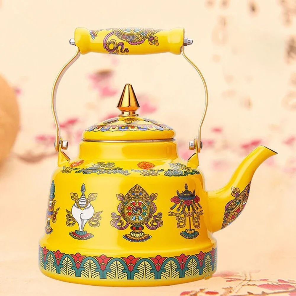 Tibetan butter teapot, Eight-auspicious enamel tea kettle, Ethnic style tea set for home, Enamel handle pot, 1.7L/2.5L
Tibetan butter teapot, Eight-auspicious enamel tea kettle, Ethnic style tea set for home, Enamel handle pot, 1.7L/2.5L