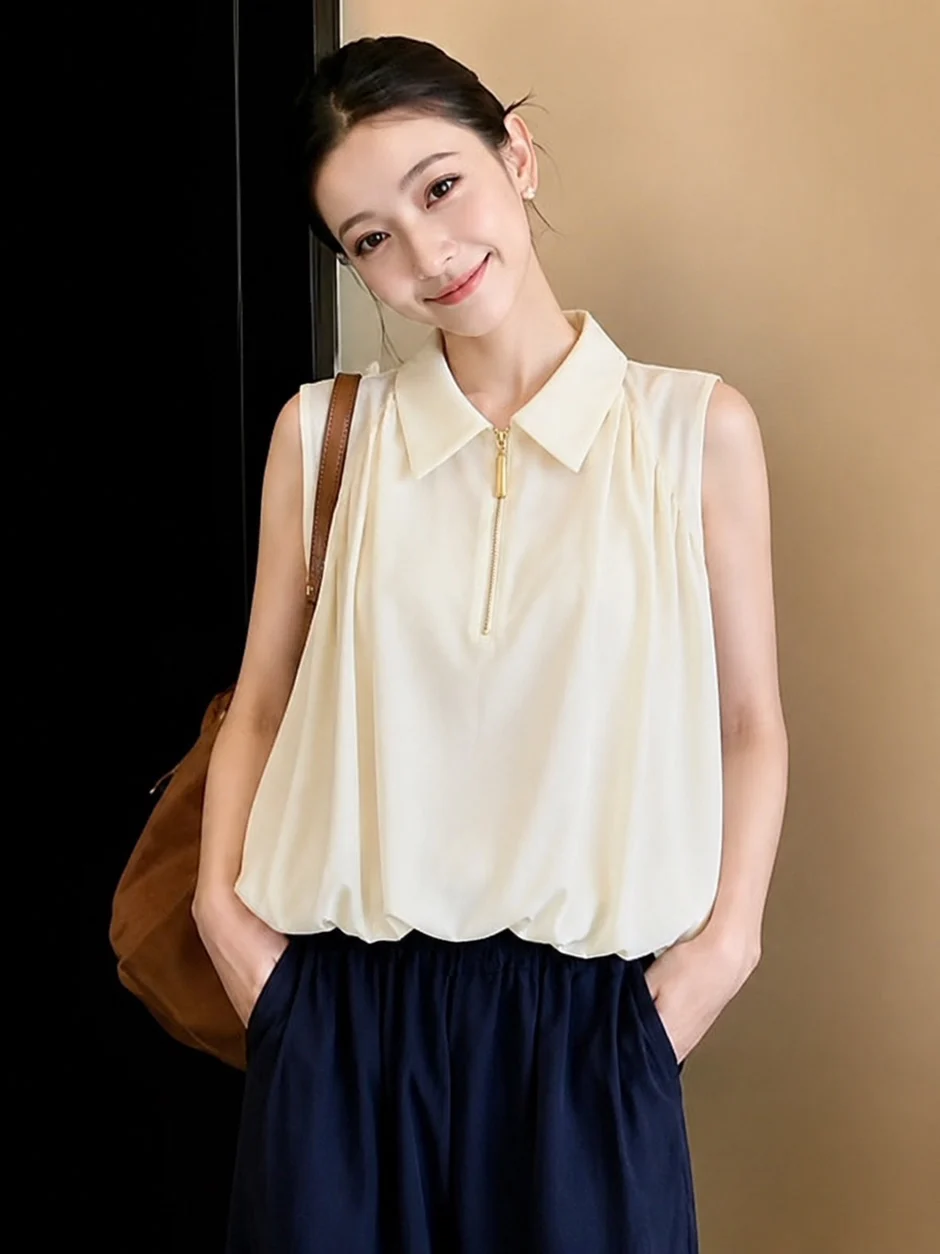 Elegant Collar Sleeveless Shirt Women Summer 2026 New Unique Sweet Bloom Shirt Vest Top French Style Loose Fit City...
Elegant Collar Sleeveless Shirt Women Summer 2026 New Unique Sweet Bloom Shirt Vest Top French Style Loose Fit City...