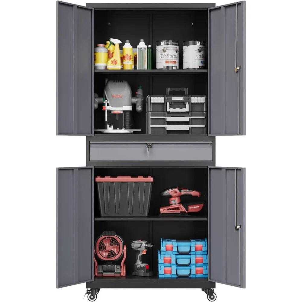 73" Metal Cabinet-Black&Gray Heavy Duty Rolling Storage Cabinet Steel Tool Cabinets with Wheels, Shelves, Lockable Doors and Dra
73" Metal Cabinet-Black&Gray Heavy Duty Rolling Storage Cabinet Steel Tool Cabinets with Wheels, Shelves, Lockable Doors and Dra
