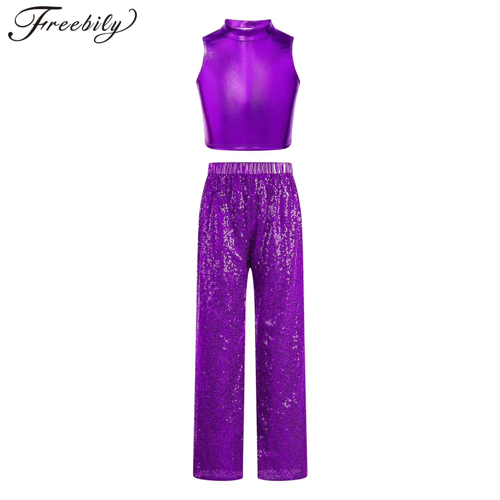 Kids Girls Disco Costume Rave Hip Hop Performance Outfit Sleeveless Metallic Tops Sequin Pants Jazz Dance Wear Dancewear Sets
Kids Girls Disco Costume Rave Hip Hop Performance Outfit Sleeveless Metallic Tops Sequin Pants Jazz Dance Wear Dancewear Sets