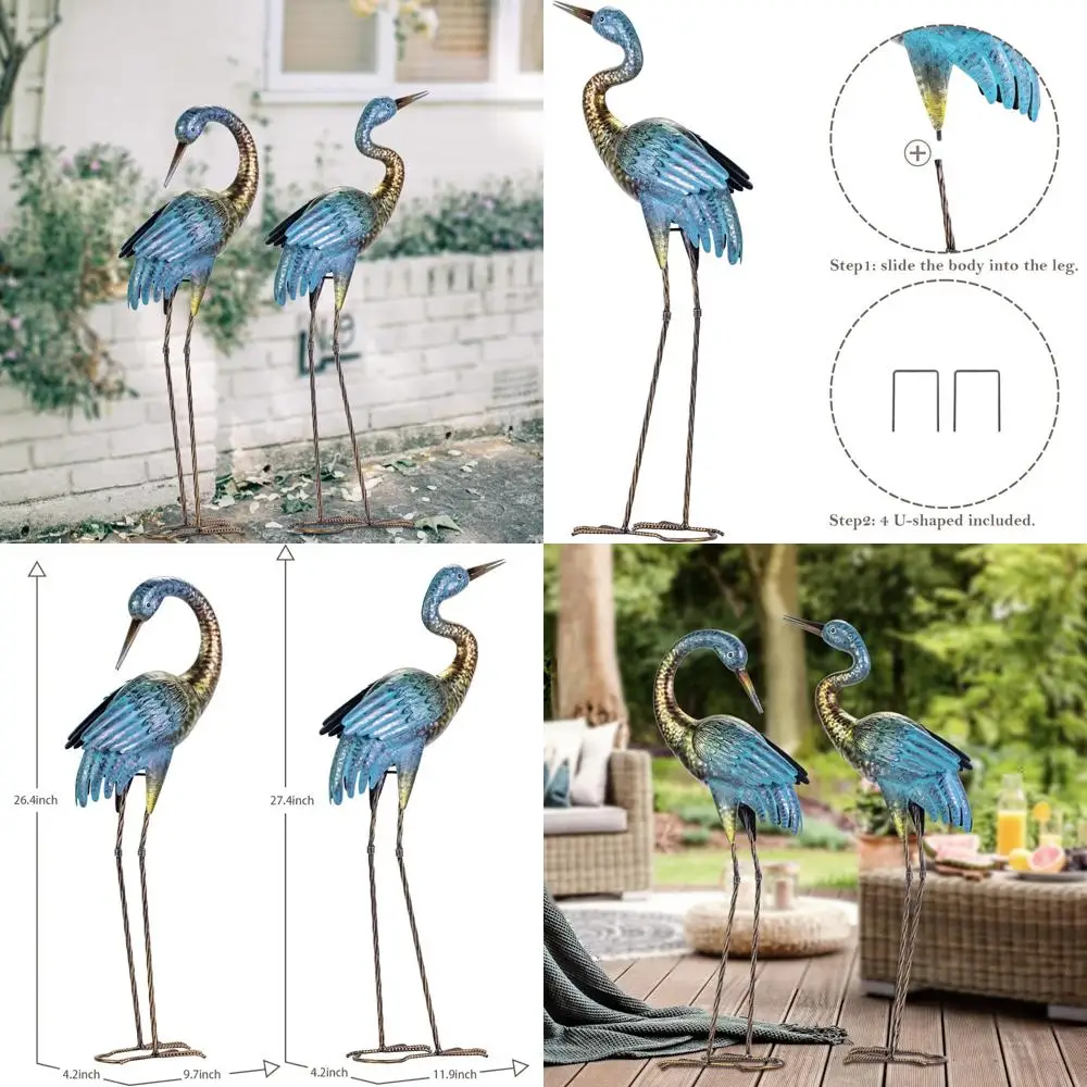 Outdoor Metal Heron Sculptures for Patio Lawn Decor, Standing Blue Heron Decoy Yard Art, Backyard Garden Bird Statues
Outdoor Metal Heron Sculptures for Patio Lawn Decor, Standing Blue Heron Decoy Yard Art, Backyard Garden Bird Statues