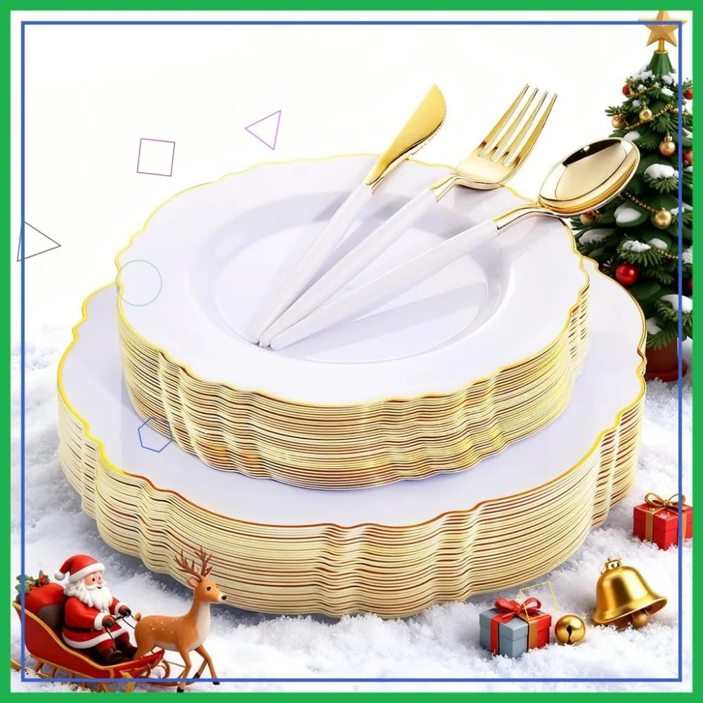 Elegant Baroque Gold Plastic Plates Set for 30 Guests - Disposable Wedding & Party Dinnerware
Elegant Baroque Gold Plastic Plates Set for 30 Guests - Disposable Wedding & Party Dinnerware