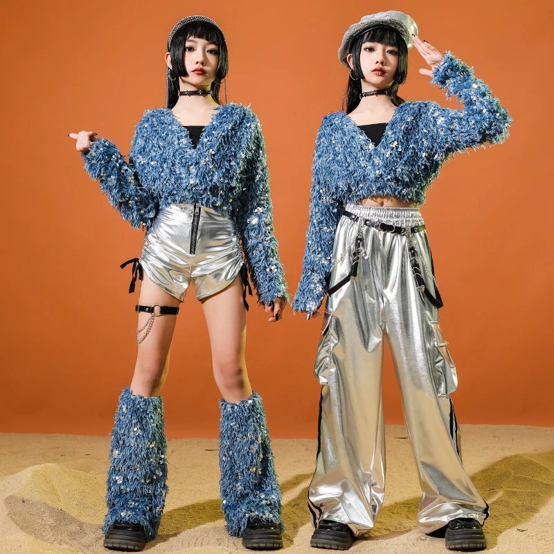 Hip Hop Girls Crop Top Sequined Cargo Pants Child Streetwear Shorts Street Dance Clothes Sets Kids Jazz Girl Group Costumes
Hip Hop Girls Crop Top Sequined Cargo Pants Child Streetwear Shorts Street Dance Clothes Sets Kids Jazz Girl Group Costumes