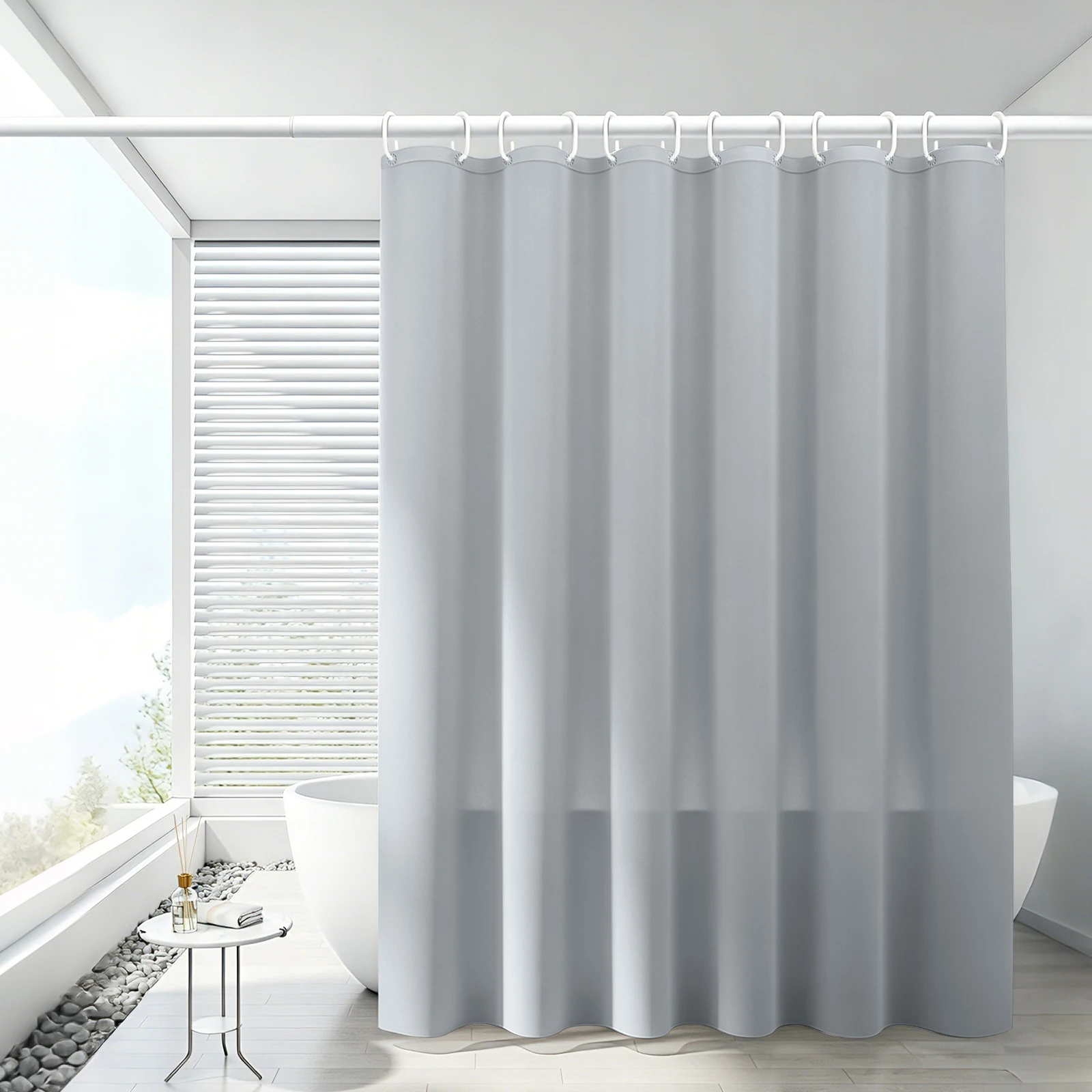 PEVA Waterproof Anti-Mildew Shower Curtain No Drill Bathroom Privacy Screen Includes 12 White Hooks Solid Color Bathroom Decor
PEVA Waterproof Anti-Mildew Shower Curtain No Drill Bathroom Privacy Screen Includes 12 White Hooks Solid Color Bathroom Decor