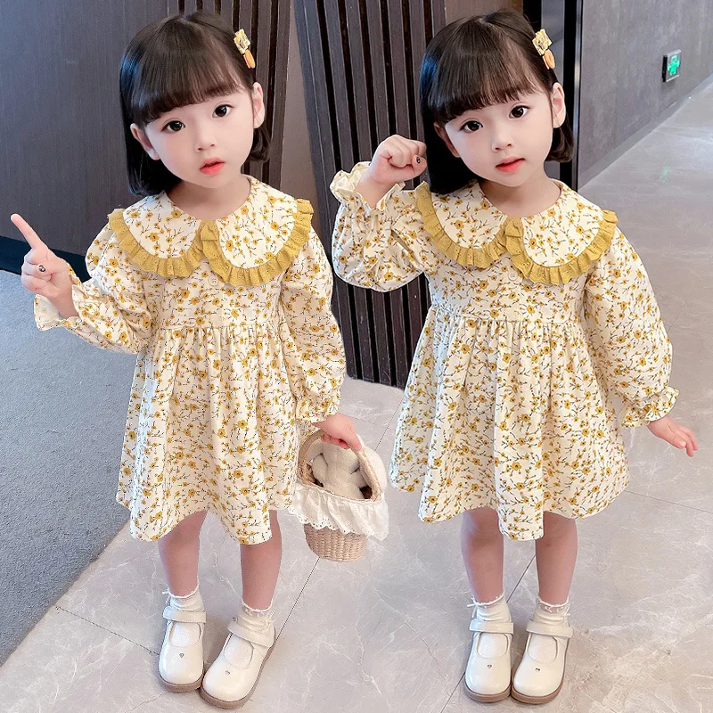 Girls' dress Western style spring and autumn dress 2-8 years old baby fresh floral skirt girl baby lace collar princess skirt
Girls' dress Western style spring and autumn dress 2-8 years old baby fresh floral skirt girl baby lace collar princess skirt