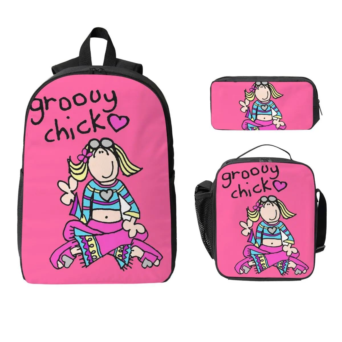 Винтажный рюкзак Groovy Chick Girls 2000-х годов Y2K для мальчиков и девочек, школьная сумка, сумки на плечо, 3 шт., изолированная сумка для обеда, пенал
Винтажный рюкзак Groovy Chick Girls 2000-х годов Y2K для мальчиков и девочек, школьная сумка, сумки на плечо, 3 шт., изолированная сумка для обеда, пенал