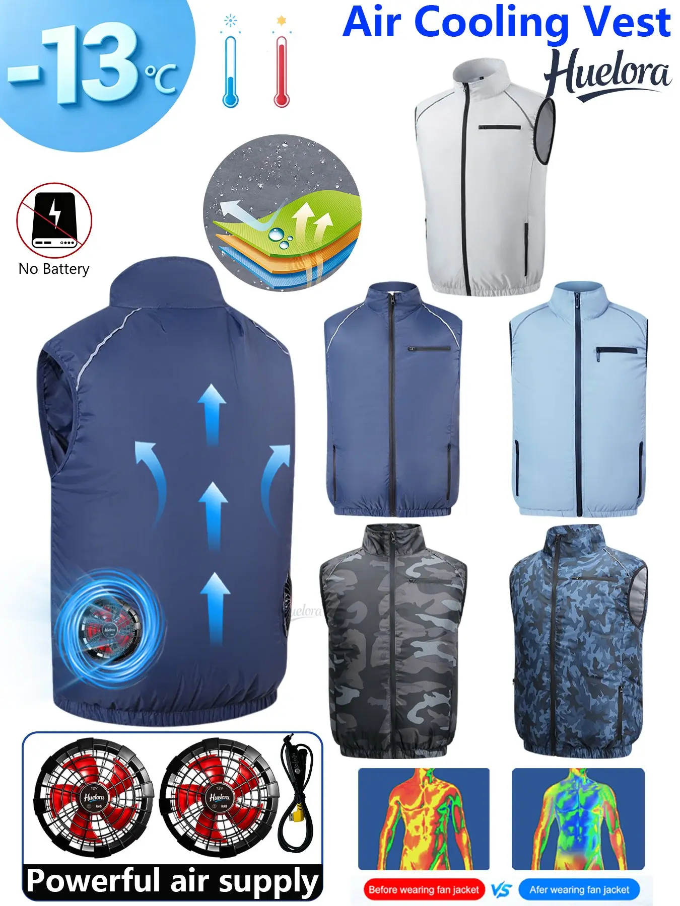 Men's Multi Color Stand Collar USB Cooling Vest With Dual Fans, Summer Sleeveless Work Waistcoat
Men's Multi Color Stand Collar USB Cooling Vest With Dual Fans, Summer Sleeveless Work Waistcoat