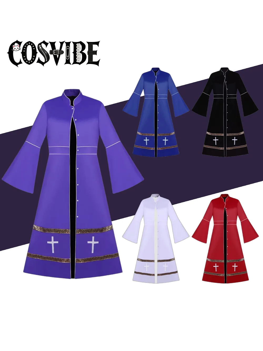 Womens Clergy Minister Cosplay Pulpit Liturgical Vestments Church Pastor Robes Choir Costume Buttons Cassock Halloween
Womens Clergy Minister Cosplay Pulpit Liturgical Vestments Church Pastor Robes Choir Costume Buttons Cassock Halloween