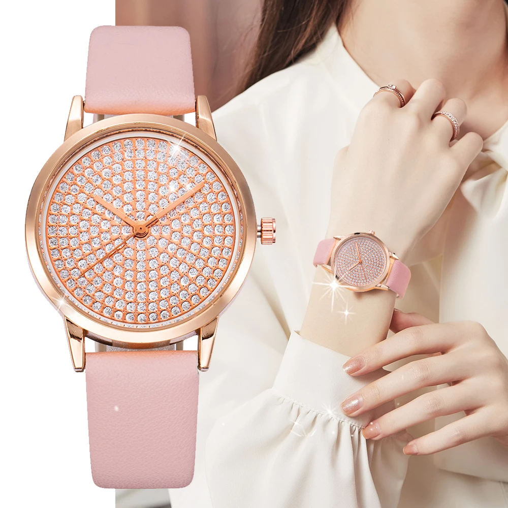 New Fashion Watch For Women 2023 Rhinestone Dial Rose Gold Casual Ladies Watches Dresses Leather Bracelet Wristwatch Reloj Mujer
New Fashion Watch For Women 2023 Rhinestone Dial Rose Gold Casual Ladies Watches Dresses Leather Bracelet Wristwatch Reloj Mujer