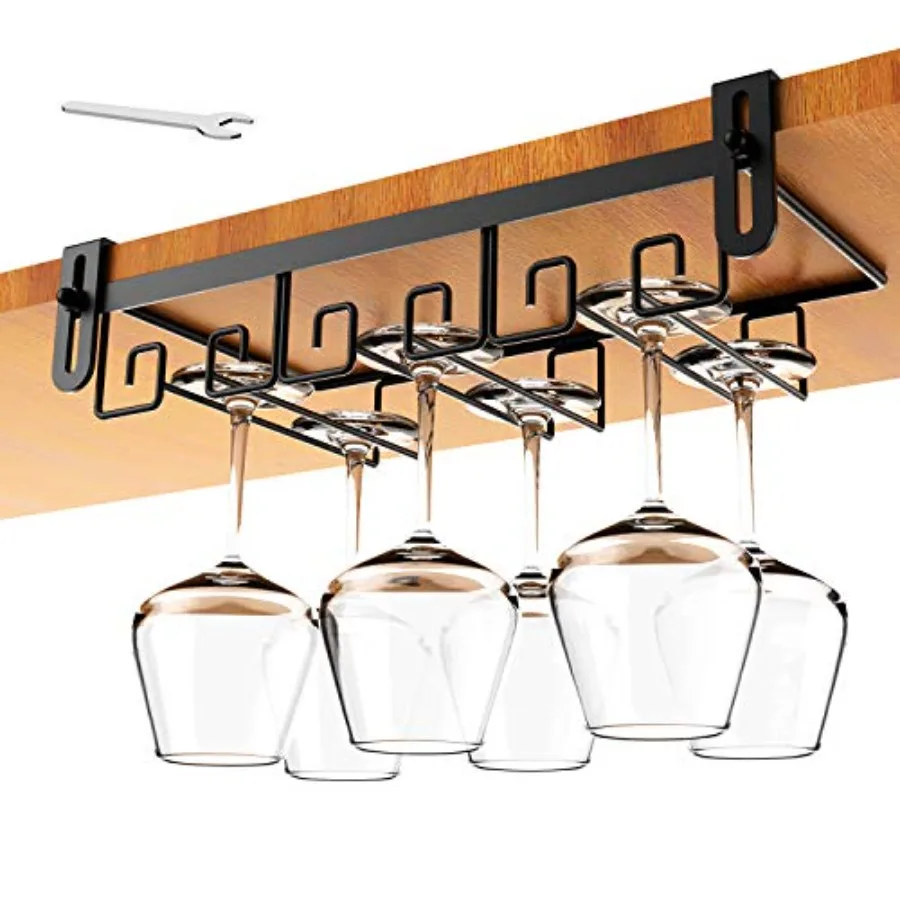 Under Shelf Wine Glass Holder - Black, Stemware Rack for Cabinet, Holds Multiple Glasses
Under Shelf Wine Glass Holder - Black, Stemware Rack for Cabinet, Holds Multiple Glasses