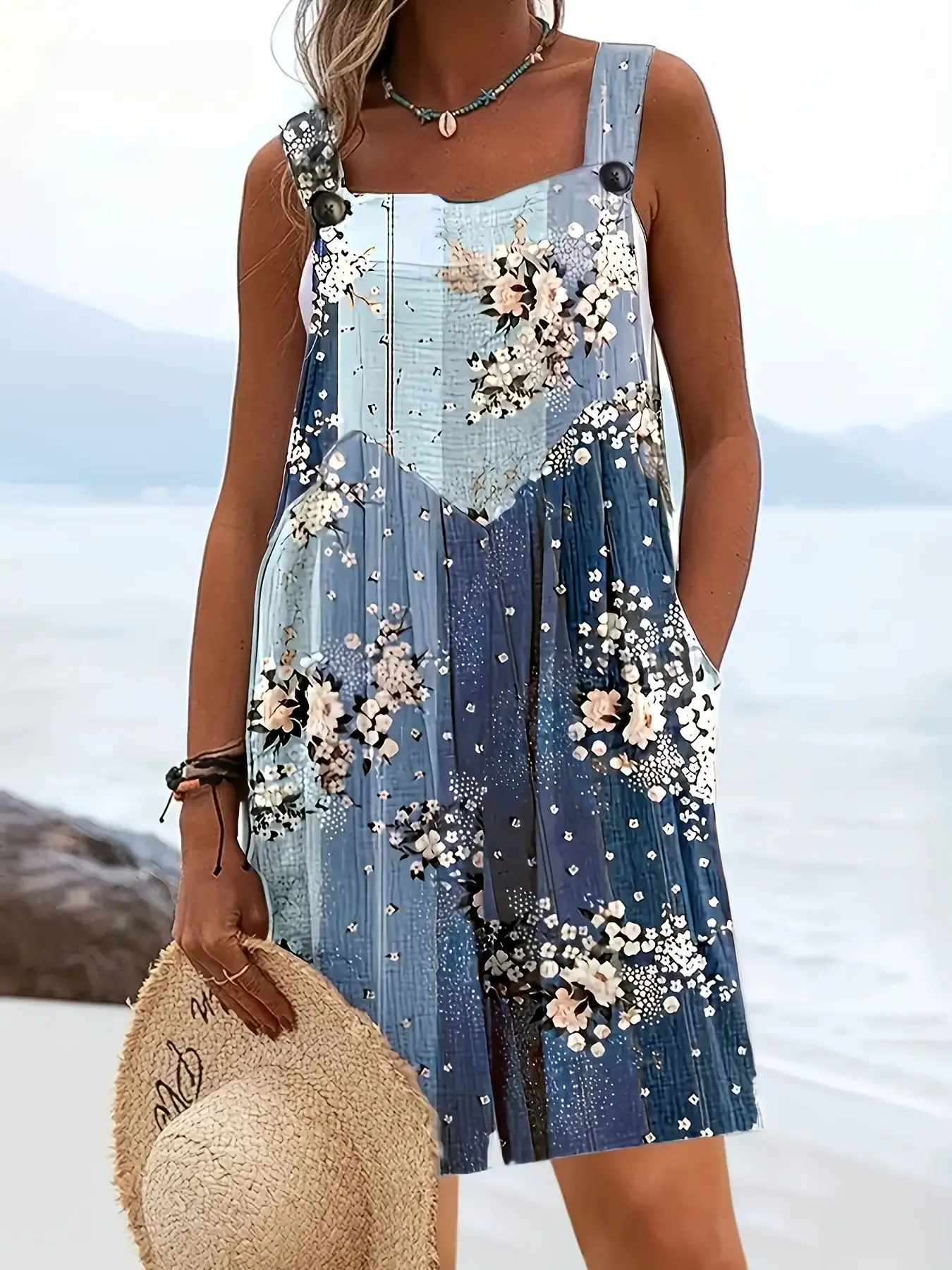 Women's Jumpsuit Seaside Loose Beach Print Pocket Suspender Jumpsuit Shorts Leisure Vacation Style Retro Printed Jumpsuit Shorts
Women's Jumpsuit Seaside Loose Beach Print Pocket Suspender Jumpsuit Shorts Leisure Vacation Style Retro Printed Jumpsuit Shorts