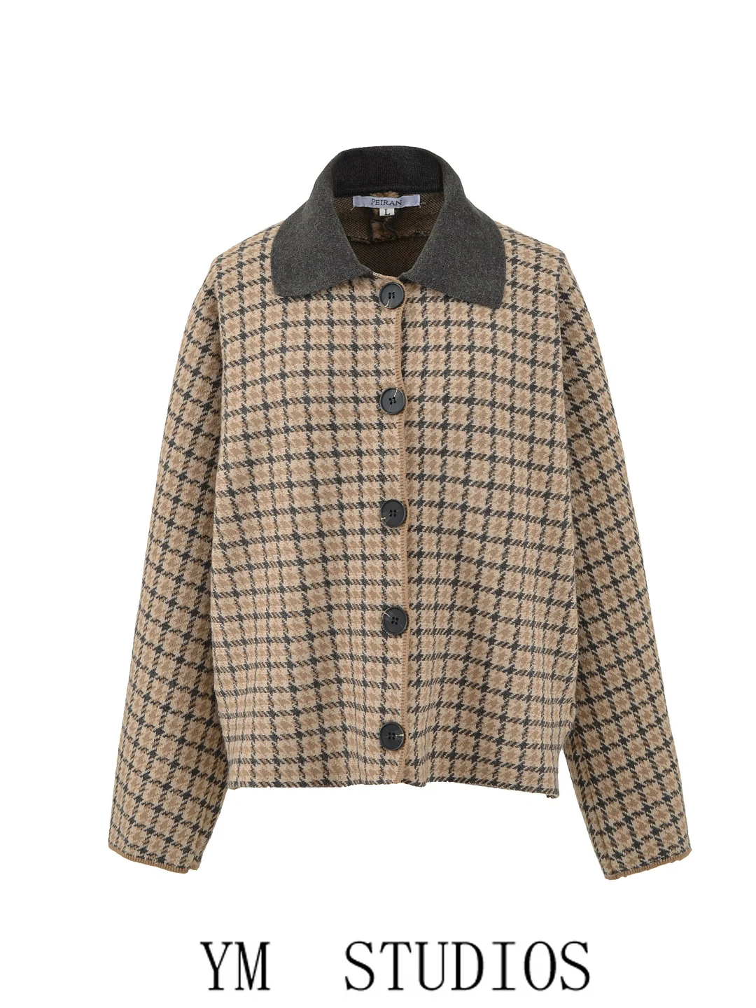 Women's Retro Style Short Coat Collar Color Block Plaid Knitted Top Light Luxury Classic Bird's Eye Patterned Shirt
Women's Retro Style Short Coat Collar Color Block Plaid Knitted Top Light Luxury Classic Bird's Eye Patterned Shirt
