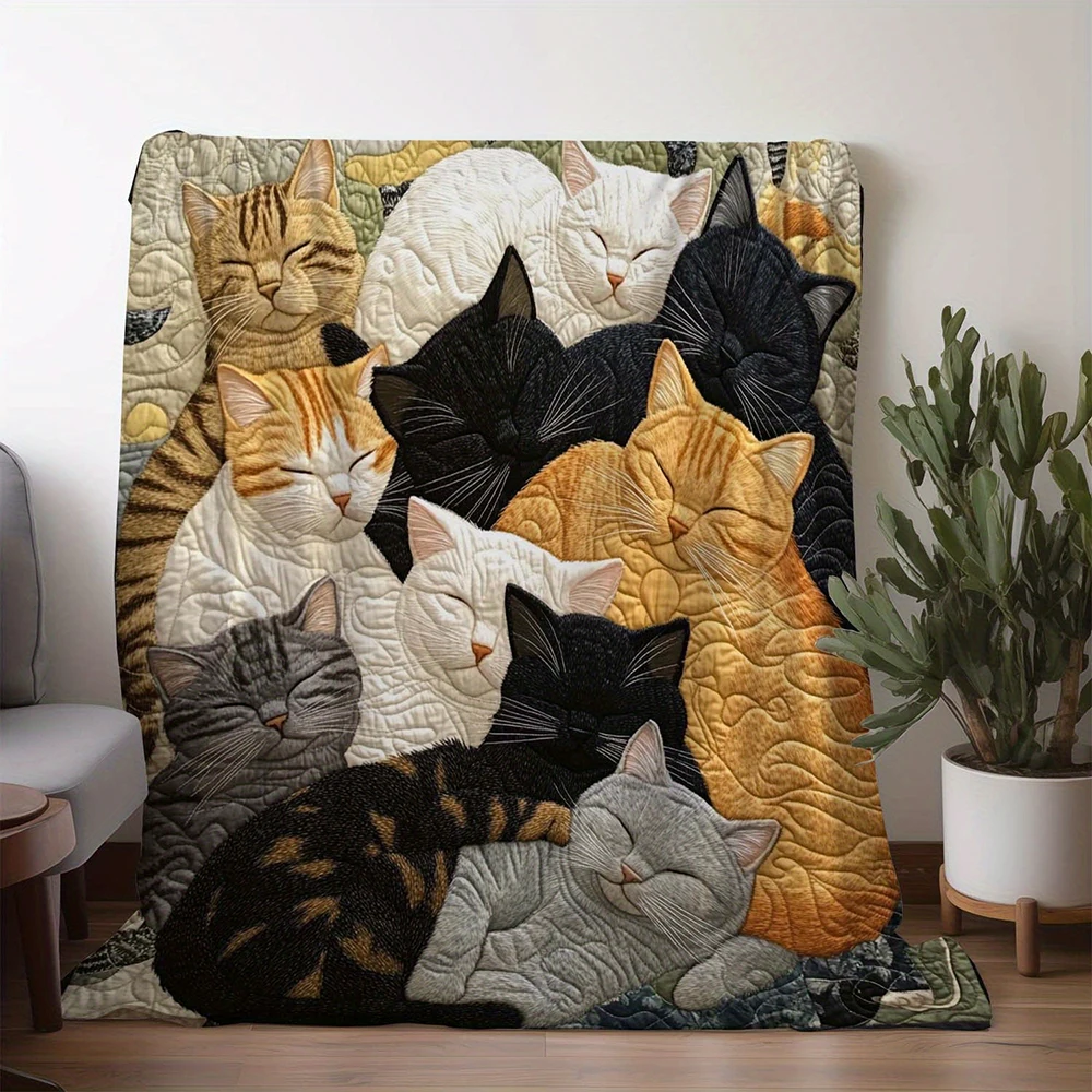 Cute Cat Pattern Quilt Blanket , Warm and comfortable throw blanket sofa bed sofa camping trip, the best gift.
Cute Cat Pattern Quilt Blanket , Warm and comfortable throw blanket sofa bed sofa camping trip, the best gift.