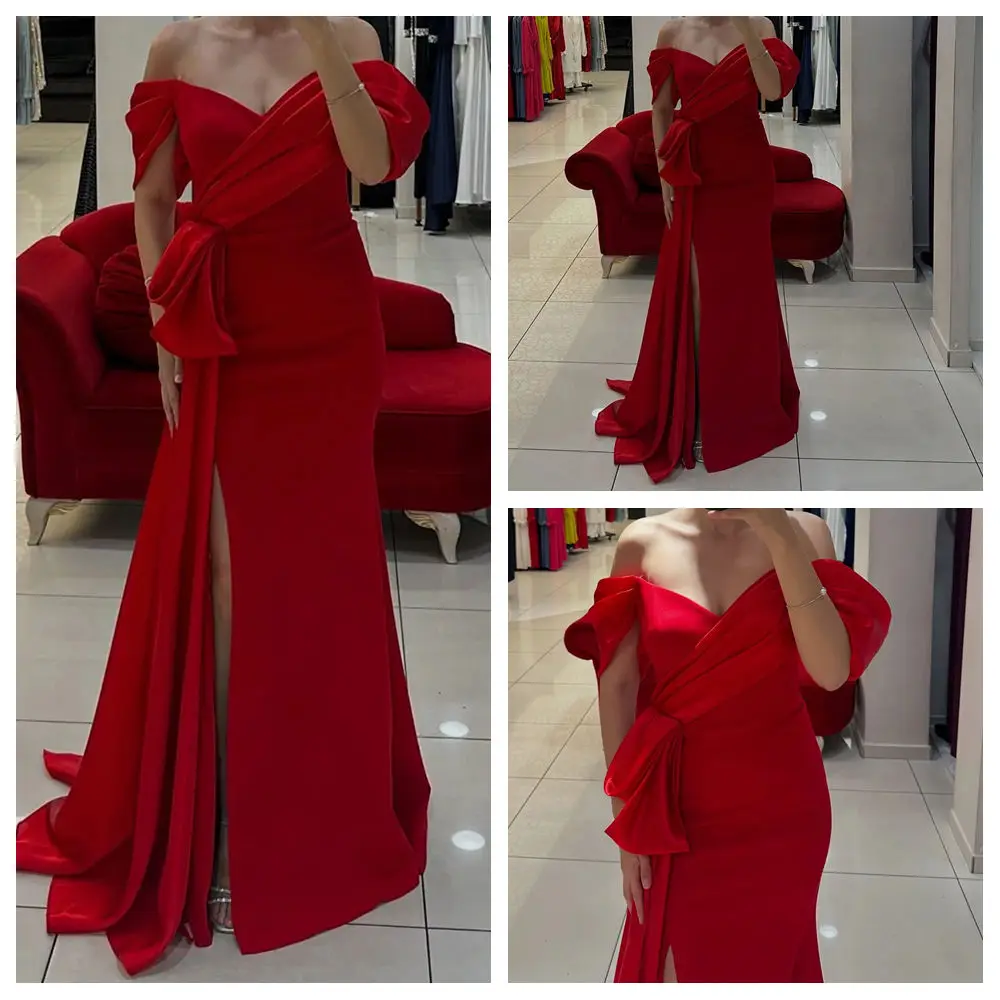 Customized A-line Evening Dresses Floor-length Off The Shoulder Sleeveless Prom Gown Fashion Pleat Side-split Draped Party Gown
Customized A-line Evening Dresses Floor-length Off The Shoulder Sleeveless Prom Gown Fashion Pleat Side-split Draped Party Gown