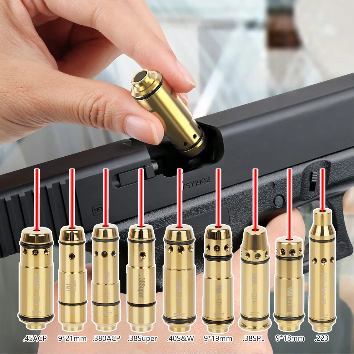 Tactical 9mm .223Rem .38SPL .380ACP 223 7.62x39 cal44mag Laser Training Bullet Dry Fire Red Dot Laser Sight for Hunting Glock
Tactical 9mm .223Rem .38SPL .380ACP 223 7.62x39 cal44mag Laser Training Bullet Dry Fire Red Dot Laser Sight for Hunting Glock