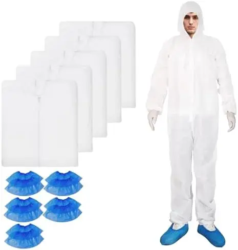 5-Pack X-Large White Disposable Hazmat Suits – Full Protection with Hood, Booties, Elastic Cuffs – ETERNA
5-Pack X-Large White Disposable Hazmat Suits – Full Protection with Hood, Booties, Elastic Cuffs – ETERNA