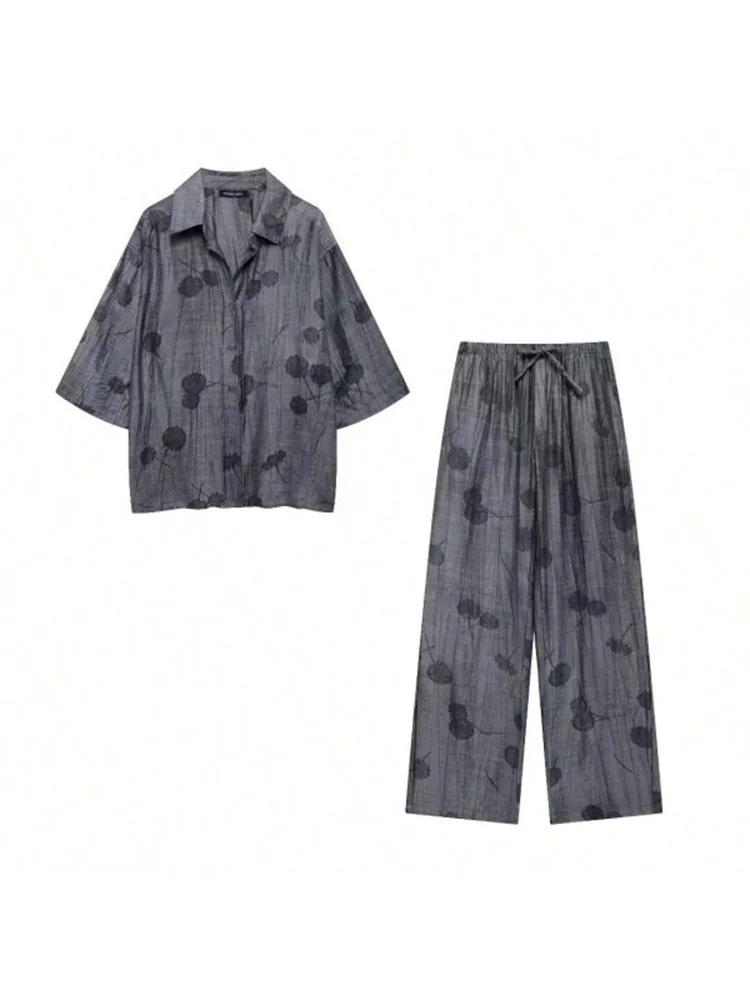 HH Summer Spring Women Fashion Casual Two Piece Set Loose Jacquard Shirt Trousers Set Lapel Half Sleeve Shirt Wide Leg Pants
HH Summer Spring Women Fashion Casual Two Piece Set Loose Jacquard Shirt Trousers Set Lapel Half Sleeve Shirt Wide Leg Pants