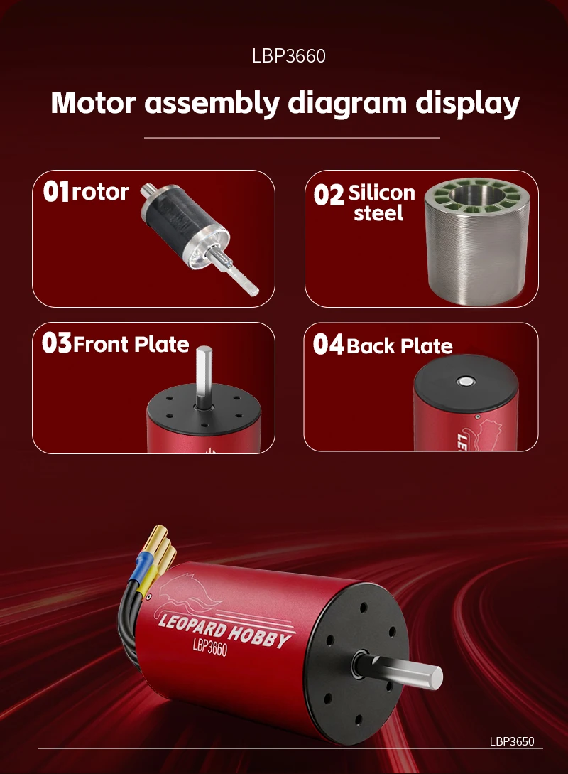 LEOPARD LBP3650 LBP3660 LBP3665 LBP3674 4P Sensorless Brushless Motor High Torque High Power for 1/8 1/10 RC Car Monster Truck
LEOPARD LBP3650 LBP3660 LBP3665 LBP3674 4P Sensorless Brushless Motor High Torque High Power for 1/8 1/10 RC Car Monster Truck