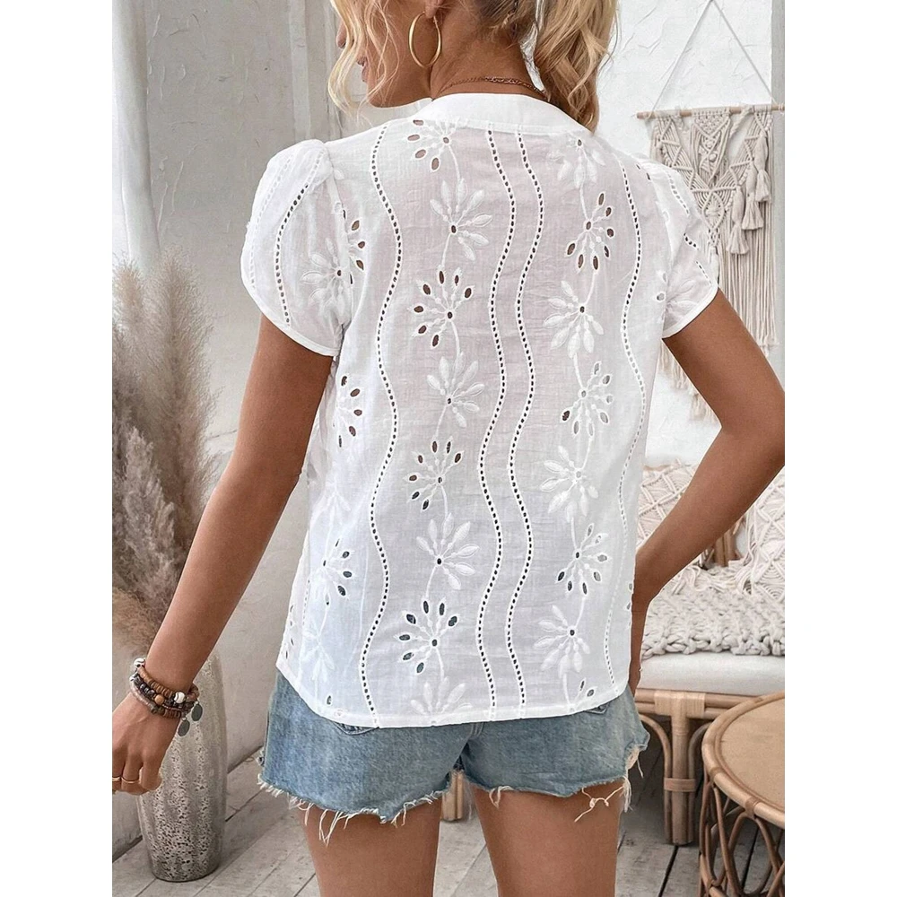 Summer Blouse V Neck Floral Pattern Hollow Out Shirts Femme Lantern Short Sleeve Casual Sweet Shirts y2k Tops
Summer Blouse V Neck Floral Pattern Hollow Out Shirts Femme Lantern Short Sleeve Casual Sweet Shirts y2k Tops