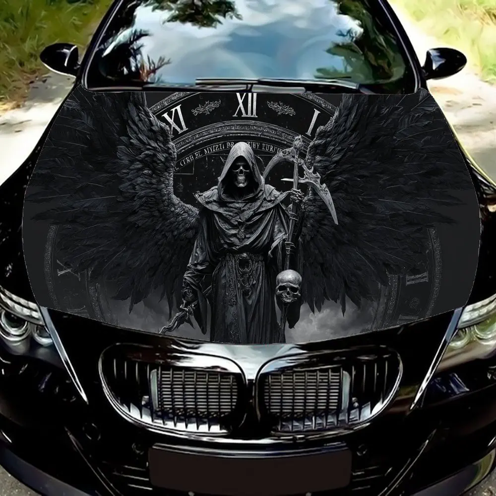 Clock & Winged Reaper Car Vinyl Wrap, PVC Waterproof Car Hood Sticker, Self-Adhesive Scratch-Resistant Stickers for Engine Cover
Clock & Winged Reaper Car Vinyl Wrap, PVC Waterproof Car Hood Sticker, Self-Adhesive Scratch-Resistant Stickers for Engine Cover