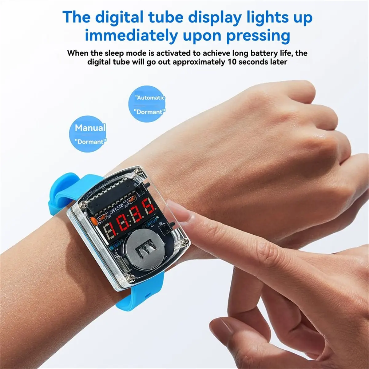 DIY Watch LED Watch Electronic Kit 0.28 Inch Display Time Tube Clock with Case Strap Learning DIY Soldering Project A