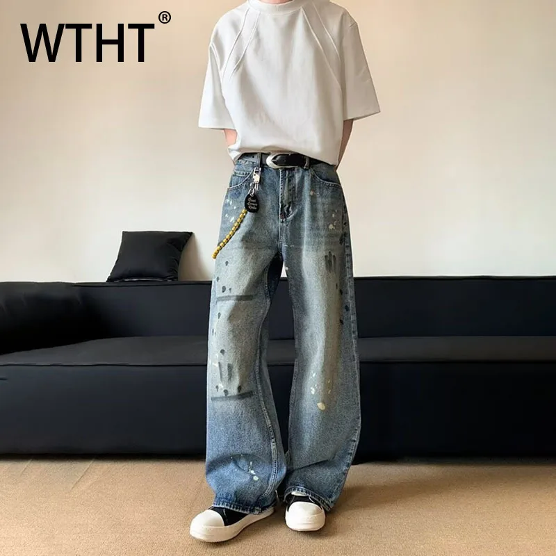 WTHT модные мужские джинсовые брюки с градиентом в стиле граффити, винтажные осенние свободные джинсы с высокой талией и широкими штанинами, мужские 2A1833 
WTHT модные мужские джинсовые брюки с градиентом в стиле граффити, винтажные осенние свободные джинсы с высокой талией и широкими штанинами, мужские 2A1833
