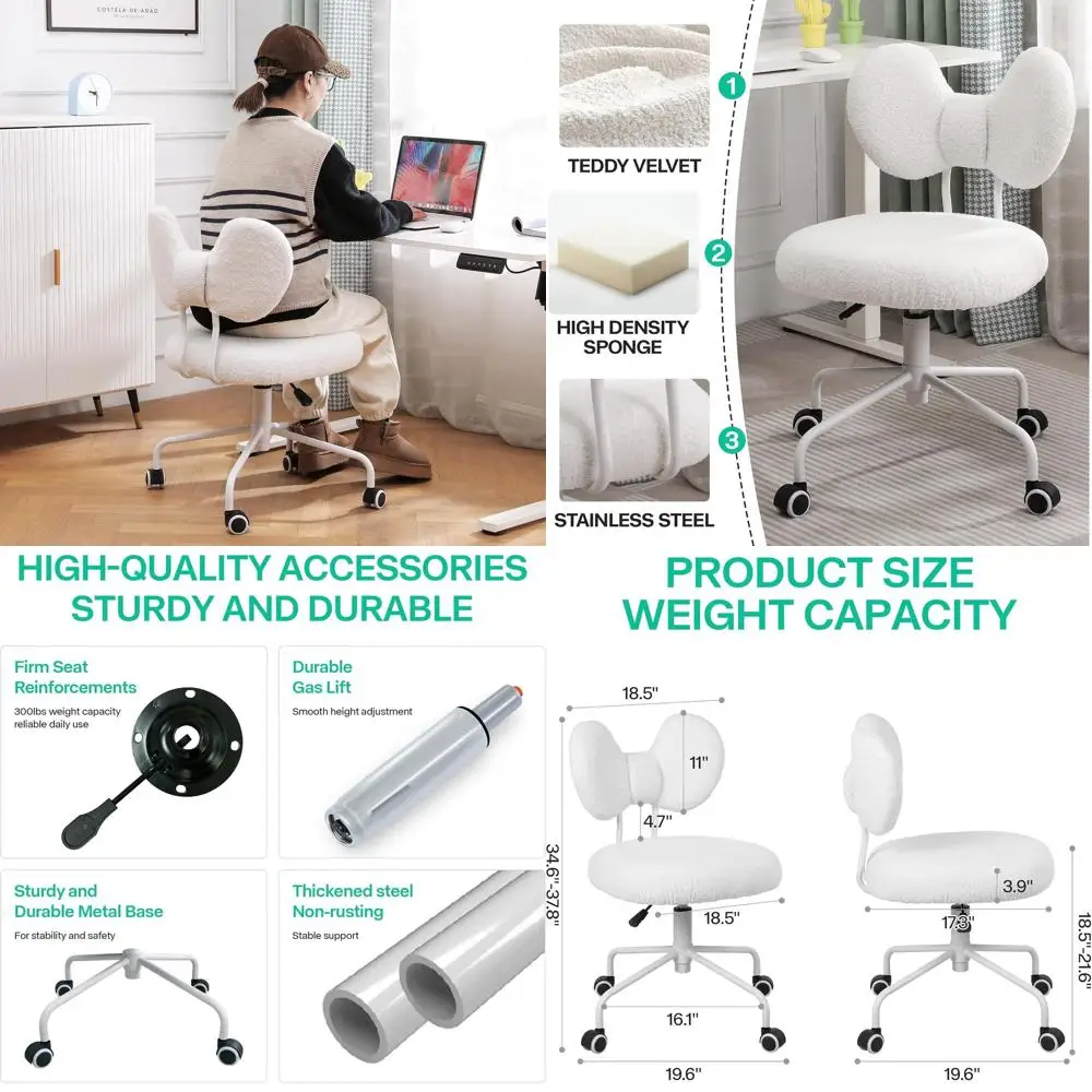 Cute Armless Desk Chair with Back,Comfortable Small Office Chair with Wheels, Adjustable Rolling Swivel Computer Chair for Home
Cute Armless Desk Chair with Back,Comfortable Small Office Chair with Wheels, Adjustable Rolling Swivel Computer Chair for Home