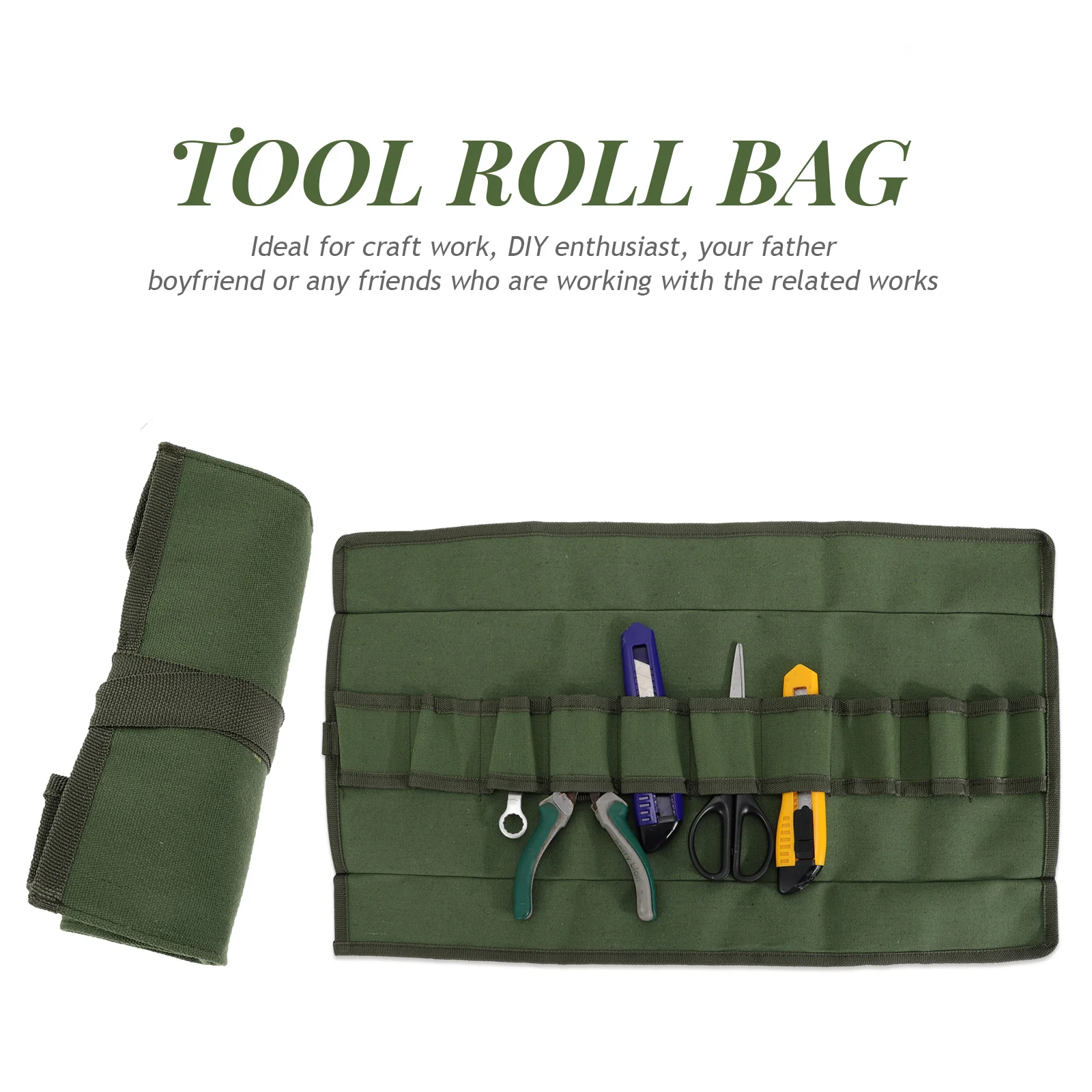 Waterproof Tool Portable Outdoor Travel Canvas Roll Green Waterproof Storage Bag Canvas Tool Bag Storage Solution
Waterproof Tool Portable Outdoor Travel Canvas Roll Green Waterproof Storage Bag Canvas Tool Bag Storage Solution