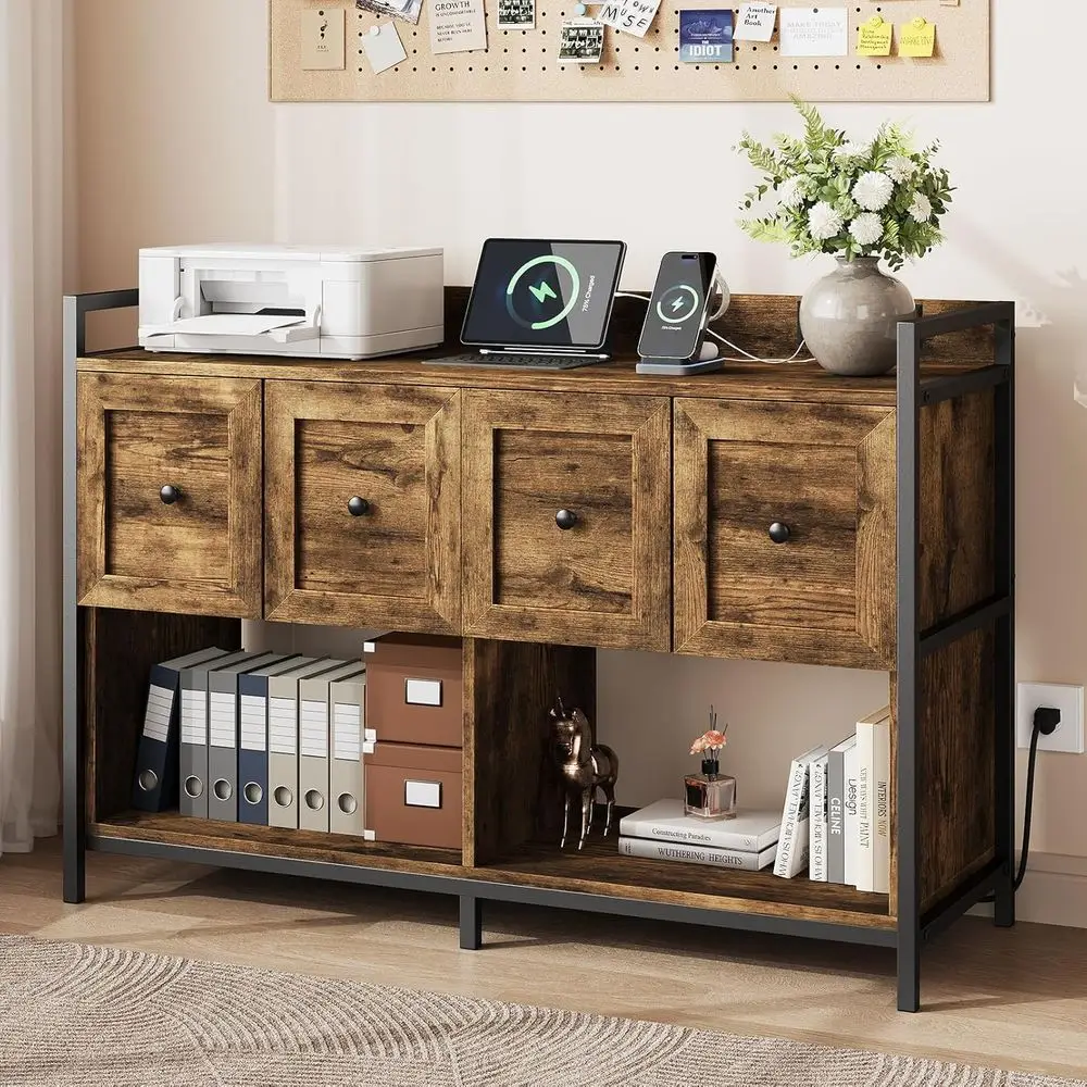 43 Rustic Brown Wood Lateral File Cabinet with Power Outlet, 2 Drawers, Storage Shelves, and Printer Stand
43 Rustic Brown Wood Lateral File Cabinet with Power Outlet, 2 Drawers, Storage Shelves, and Printer Stand