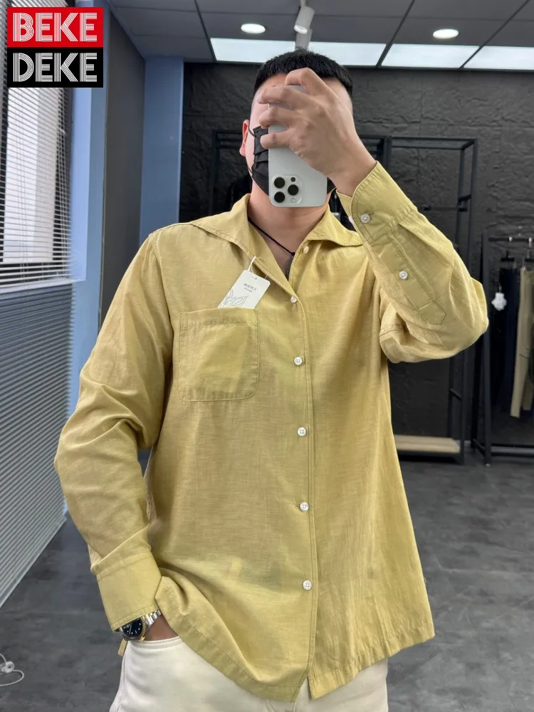 Spring Summer Mens Turndown Collar Comfortable Shirt Male Breathable Casual Long Sleeve Shirts Solid Color Streetwear Loose Tops
Spring Summer Mens Turndown Collar Comfortable Shirt Male Breathable Casual Long Sleeve Shirts Solid Color Streetwear Loose Tops