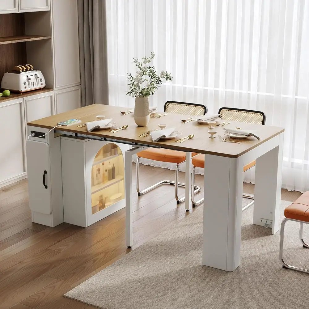 Adjustable Rolling Kitchen Island with Storage, Power & LED Lights, Ideal for Small Spaces, White
Adjustable Rolling Kitchen Island with Storage, Power & LED Lights, Ideal for Small Spaces, White