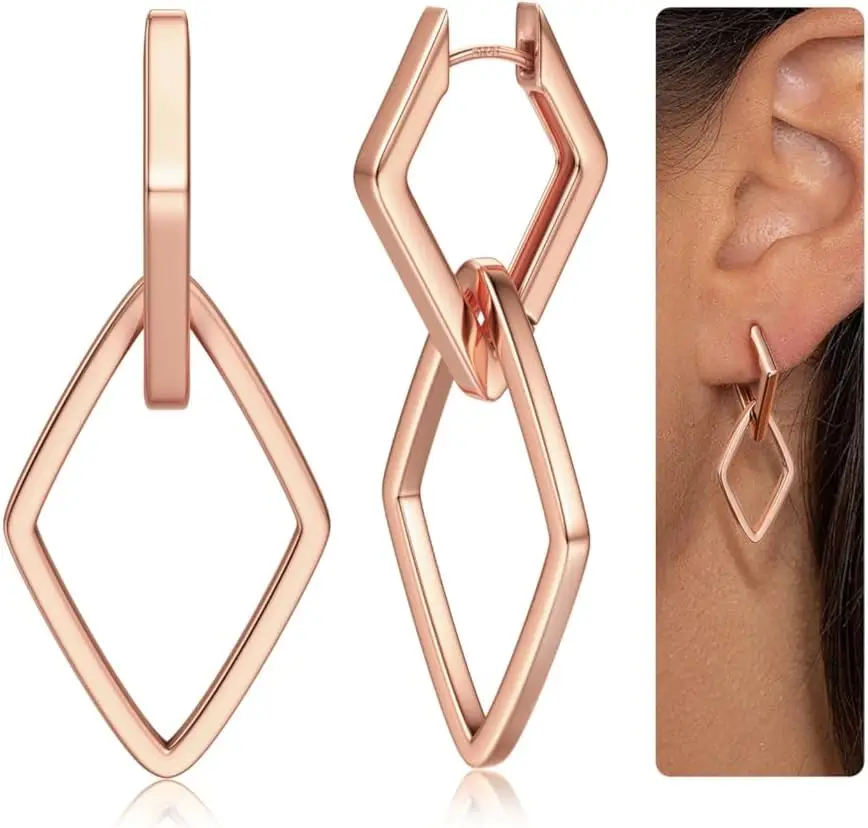 Women's Earrings 925 Silver Hoop Pendant Earrings Double Geometry Gold Plated Pendant Earrings
Women's Earrings 925 Silver Hoop Pendant Earrings Double Geometry Gold Plated Pendant Earrings
