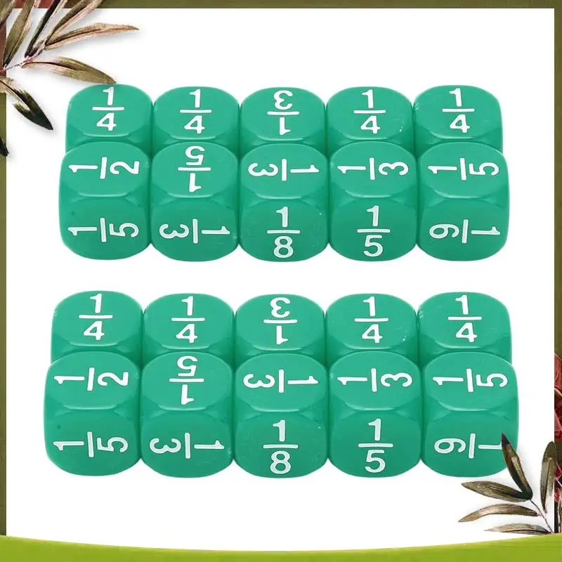20Pcs Math Fraction Dice 6 Sided Math Fraction Dice Rounded Fractional Dice Teaching Dice Set Green Multi-Purpose
20Pcs Math Fraction Dice 6 Sided Math Fraction Dice Rounded Fractional Dice Teaching Dice Set Green Multi-Purpose
