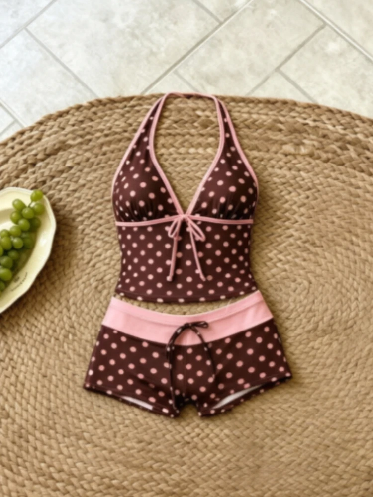 Womens Holiday Seaside Swim Sets 2-Piece Halter V-Neck Tie Strap Tankini Bodycon Contrast Waistband Beach Swimming Clothes
Womens Holiday Seaside Swim Sets 2-Piece Halter V-Neck Tie Strap Tankini Bodycon Contrast Waistband Beach Swimming Clothes