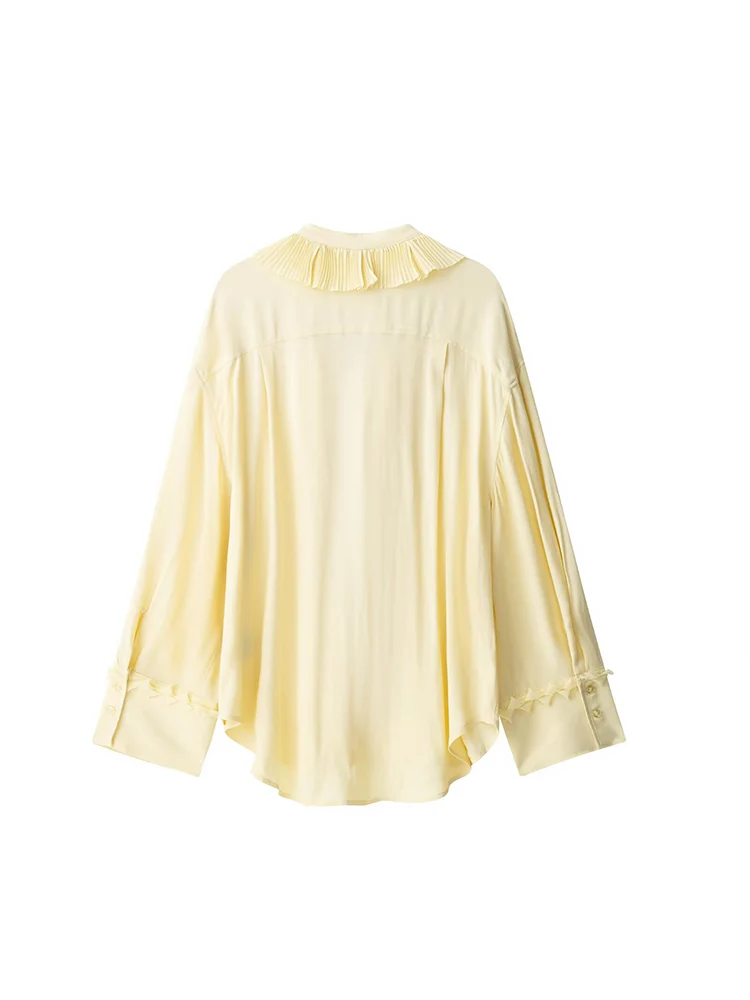 KUCLUT Women Fashion Yellow Lace Up Ruffled Pleated Pullover Blouse Vintage V-Neck Long Sleeves Female Chic Lady Shirts
KUCLUT Women Fashion Yellow Lace Up Ruffled Pleated Pullover Blouse Vintage V-Neck Long Sleeves Female Chic Lady Shirts
