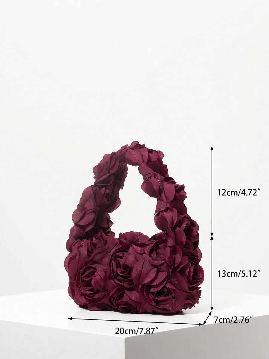 Elegant 3D Rose Flower Tote Bag For Women, Burgundy Evening Handbag For Wedding Party Banquet
Elegant 3D Rose Flower Tote Bag For Women, Burgundy Evening Handbag For Wedding Party Banquet
