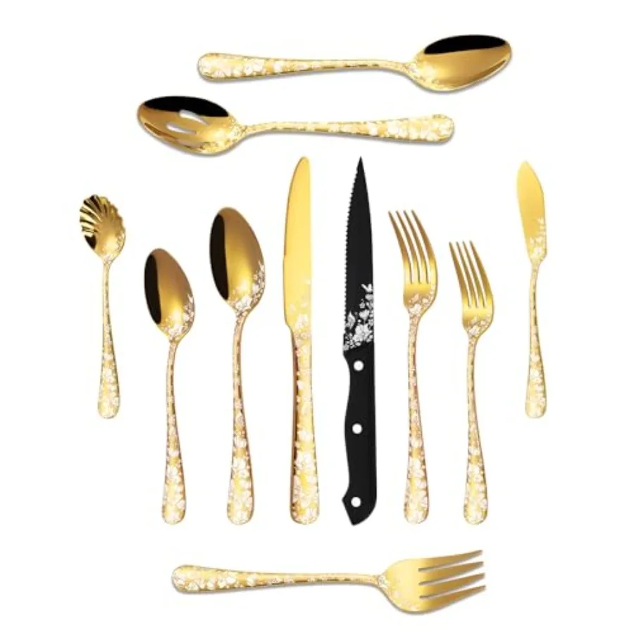 53-Piece Silverware Set with Serving Utensils Stainless Steel Flatware Cutlery Set Mirror Eating Utensils Tableware with Butter
53-Piece Silverware Set with Serving Utensils Stainless Steel Flatware Cutlery Set Mirror Eating Utensils Tableware with Butter