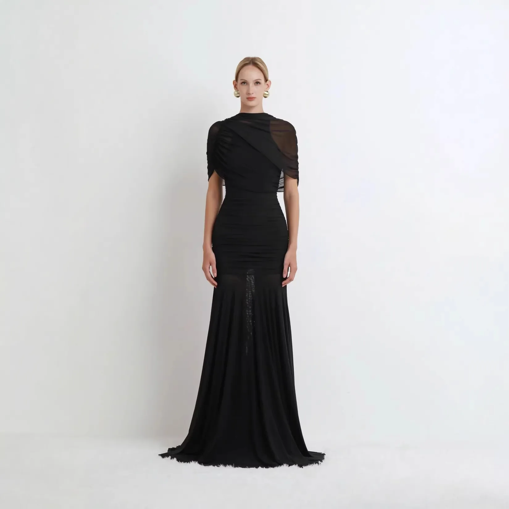 Ruched Sexy O Neck Maxi Dress Irregular Pleated Slim-Fit Short Sleeves High Waist Dresses 2026 Spring Women's Party Gowns New
Ruched Sexy O Neck Maxi Dress Irregular Pleated Slim-Fit Short Sleeves High Waist Dresses 2026 Spring Women's Party Gowns New
