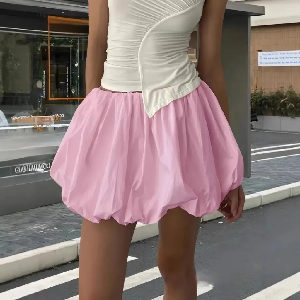 Solid Color Mini Lantern Tutu Dress Trendy Street Style All-match Slimming Skirt with Sweet Belt for Autumn Winter 
Solid Color Mini Lantern Tutu Dress Trendy Street Style All-match Slimming Skirt with Sweet Belt for Autumn Winter