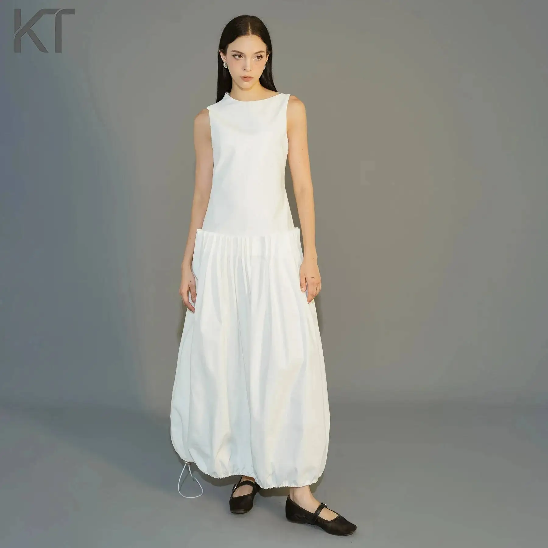 KT 2025 Summer New Arrival White Sleeveless Dress | Women's Casual Loose A-Line Long Dress with Ruffle Hem
KT 2025 Summer New Arrival White Sleeveless Dress | Women's Casual Loose A-Line Long Dress with Ruffle Hem