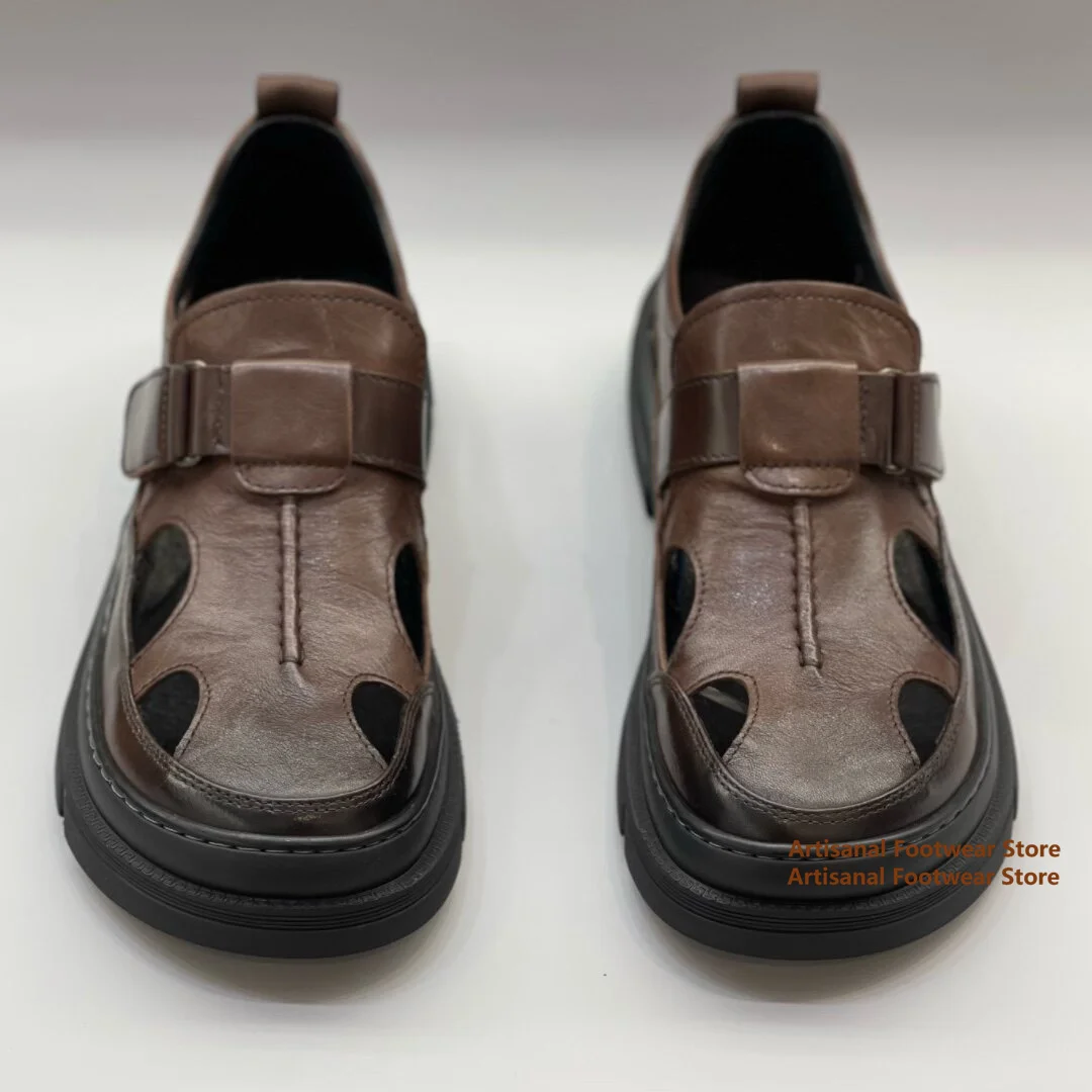 Hollow Out Thick-Soled Sandals Summer Men's Breathable Casual Leather Shoes Brown/black Wide Round Toe Handmade Men's Shoes
Hollow Out Thick-Soled Sandals Summer Men's Breathable Casual Leather Shoes Brown/black Wide Round Toe Handmade Men's Shoes