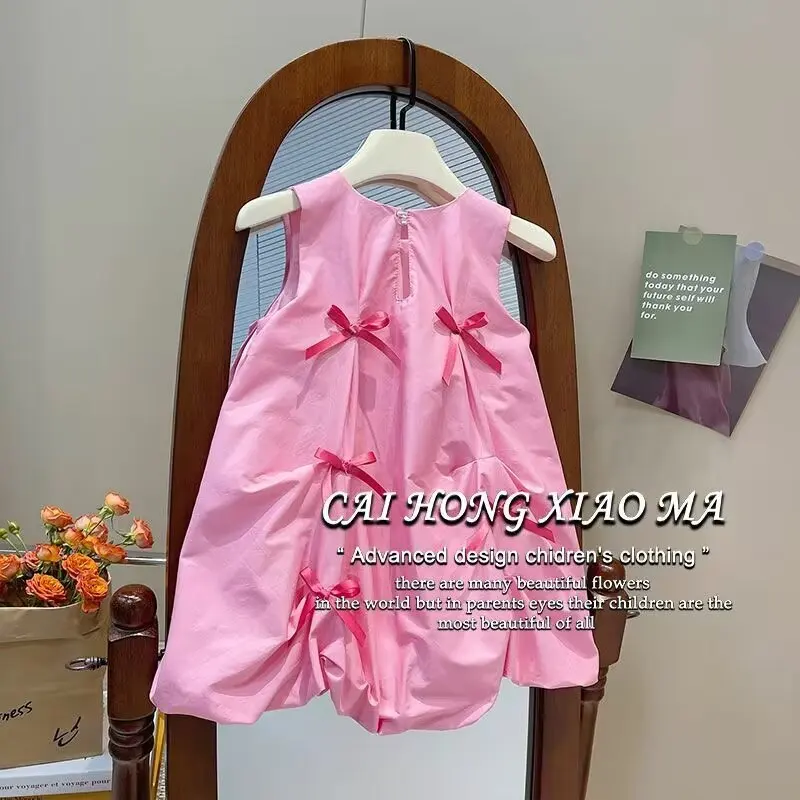 Summer Bow Dresses for Girls Dress Children Party Gown Kid Girl Princess Sling Evening Casual Dress
Summer Bow Dresses for Girls Dress Children Party Gown Kid Girl Princess Sling Evening Casual Dress