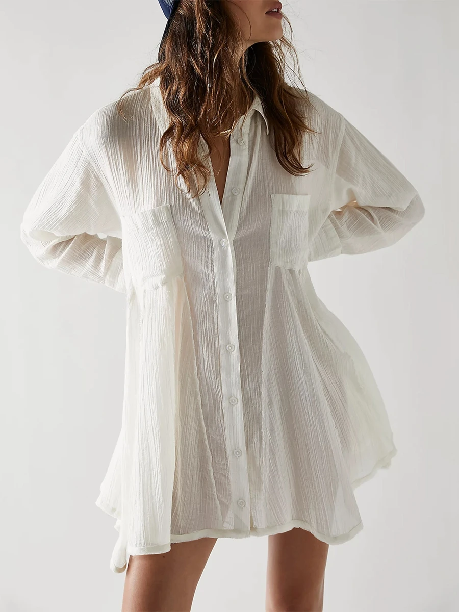 Women Sun Protection Shirt Dress Solid Color Long Sleeve Turn-Down Collar Casual Loose Short Dresses Spring Summer Mini Cover Up
Women Sun Protection Shirt Dress Solid Color Long Sleeve Turn-Down Collar Casual Loose Short Dresses Spring Summer Mini Cover Up