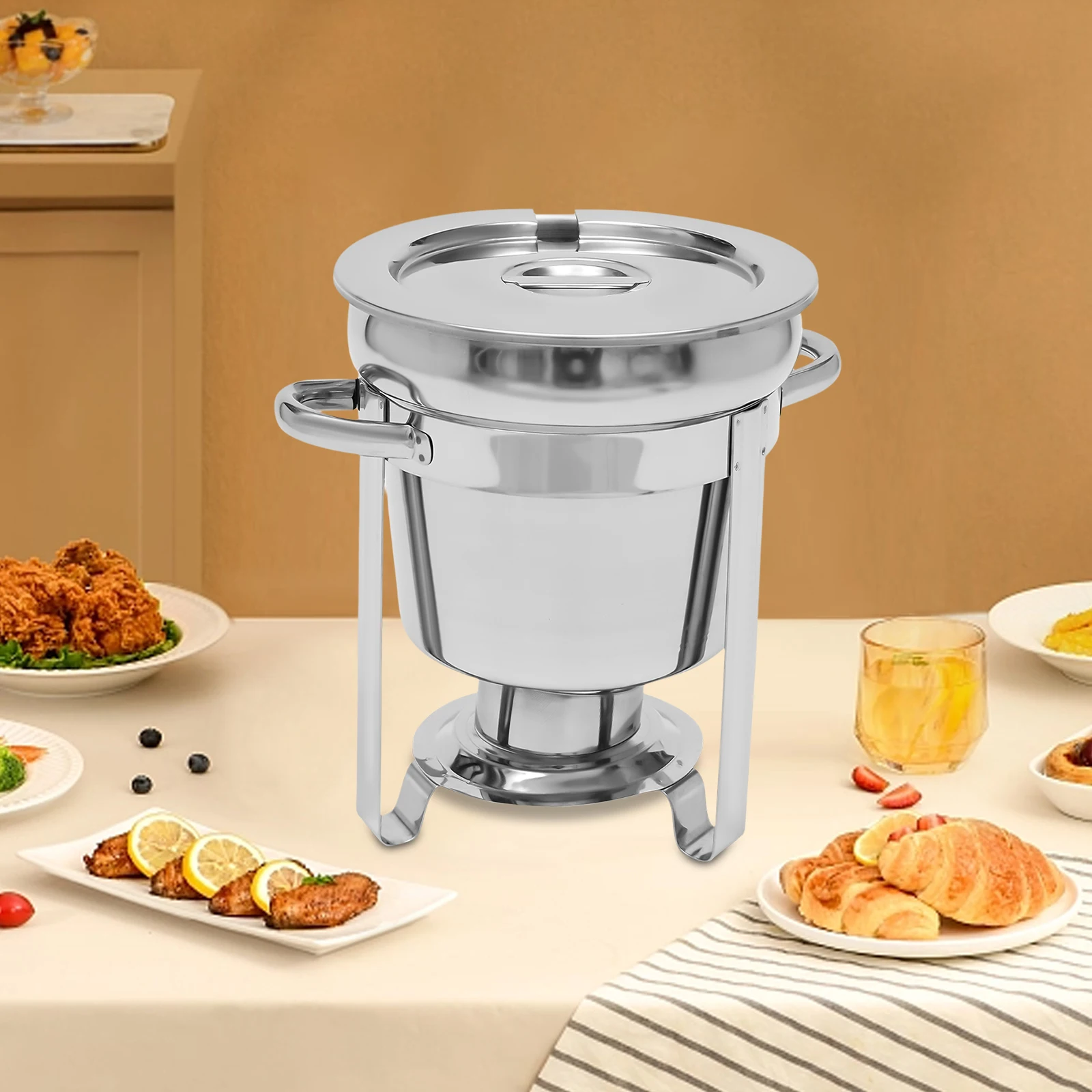 7L Stainless Steel Soup Pot, Round Soup Kettle, Food Warmer Chafing Dish Set, for Serving Sauces, Stews, Soups and Broths
7L Stainless Steel Soup Pot, Round Soup Kettle, Food Warmer Chafing Dish Set, for Serving Sauces, Stews, Soups and Broths