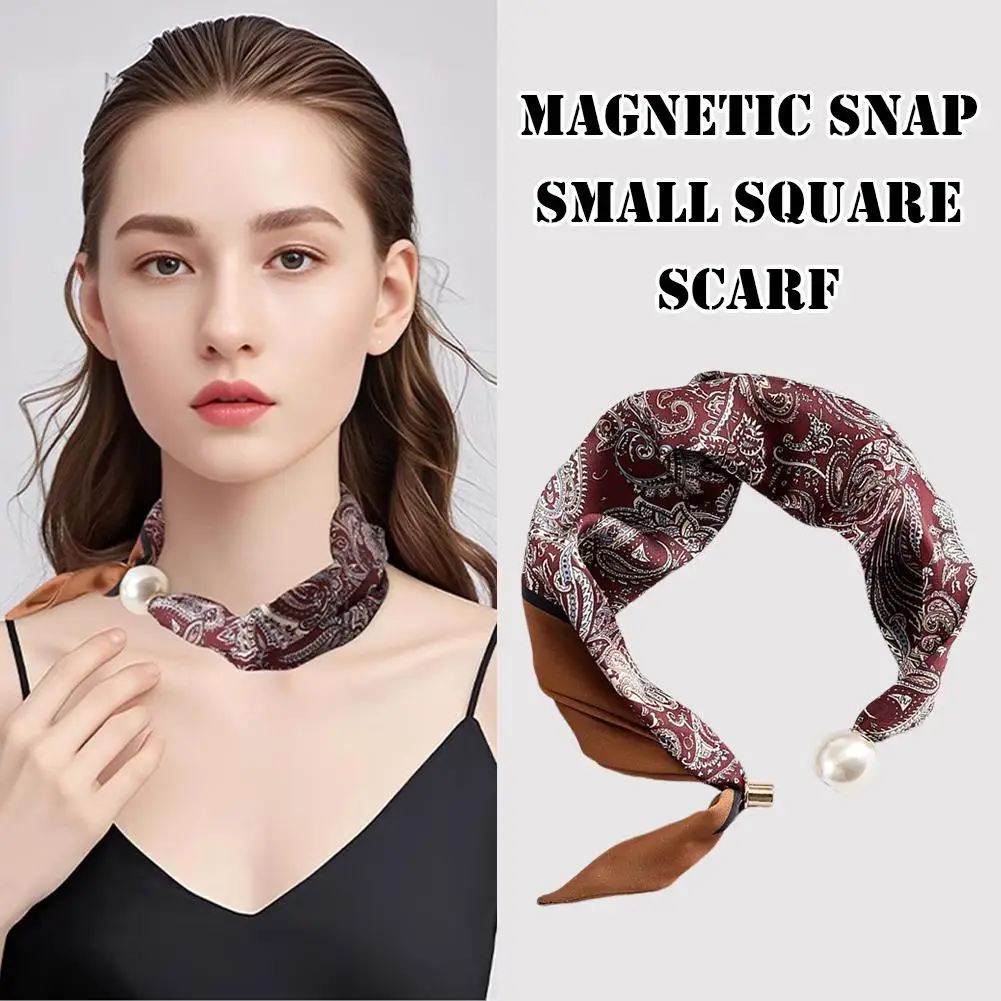 Polka Dot Magnetic Snap Small Square Scarf Pearl Metal Ring Accent, Versatile Polyester Neck/Wrist/Bag Scarf for Women
Polka Dot Magnetic Snap Small Square Scarf Pearl Metal Ring Accent, Versatile Polyester Neck/Wrist/Bag Scarf for Women