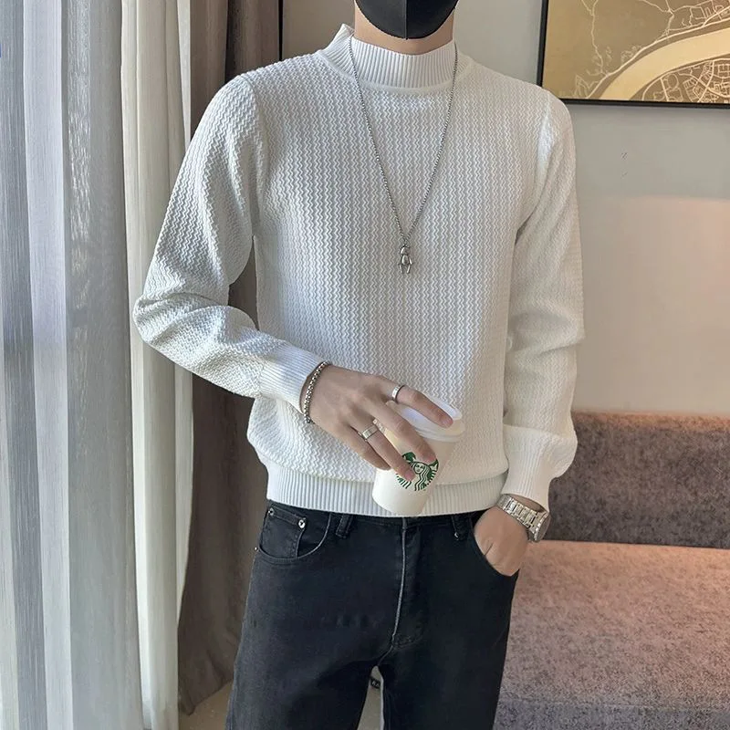 New Men's Sweater Half Turtleneck Men Sweaters Knit Pullovers for Male Youth Slim Knitwear Man Sweater
New Men's Sweater Half Turtleneck Men Sweaters Knit Pullovers for Male Youth Slim Knitwear Man Sweater